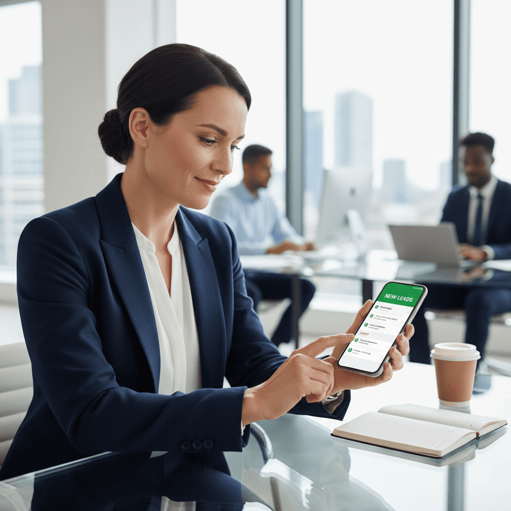 Team member receiving real-time lead alerts on mobile device