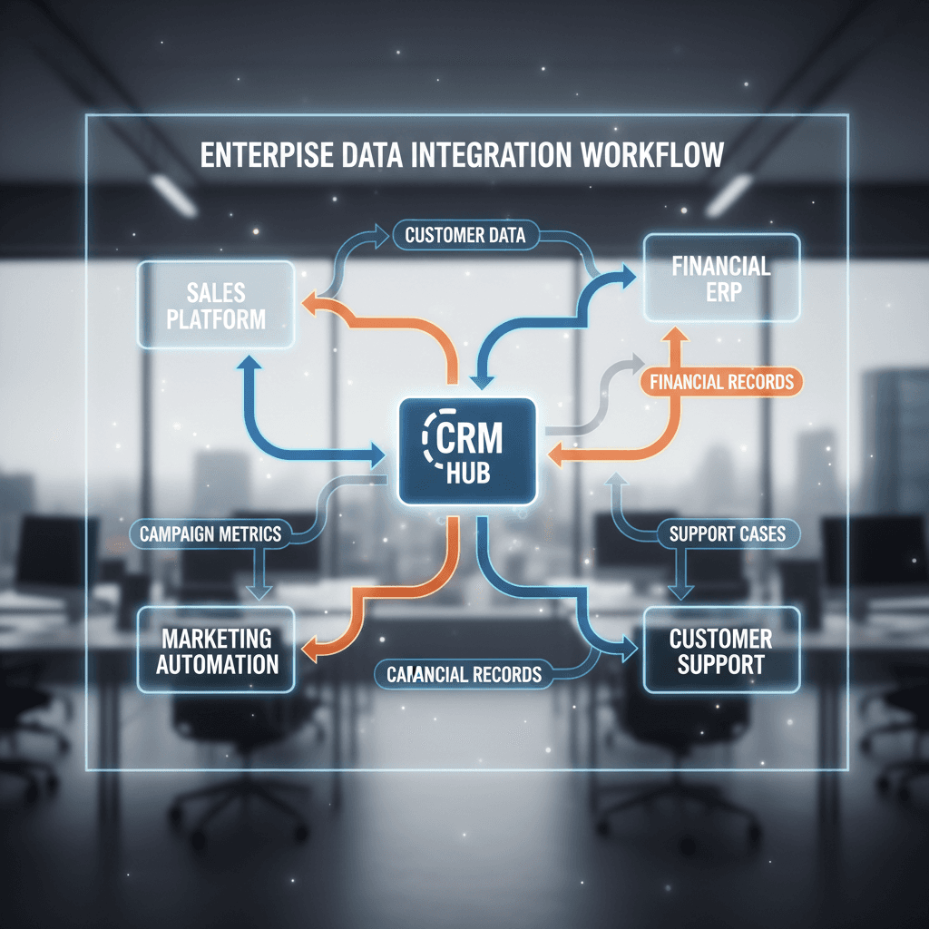Visual representation of integrated business systems and data connections