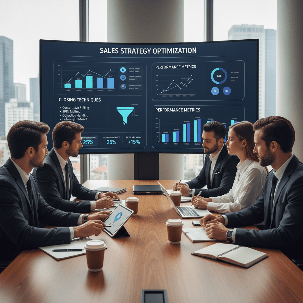 Sales team collaborating on deal strategy