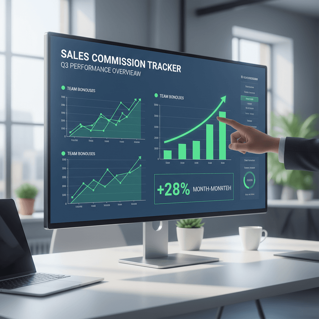 Sales commission dashboard showing performance metrics