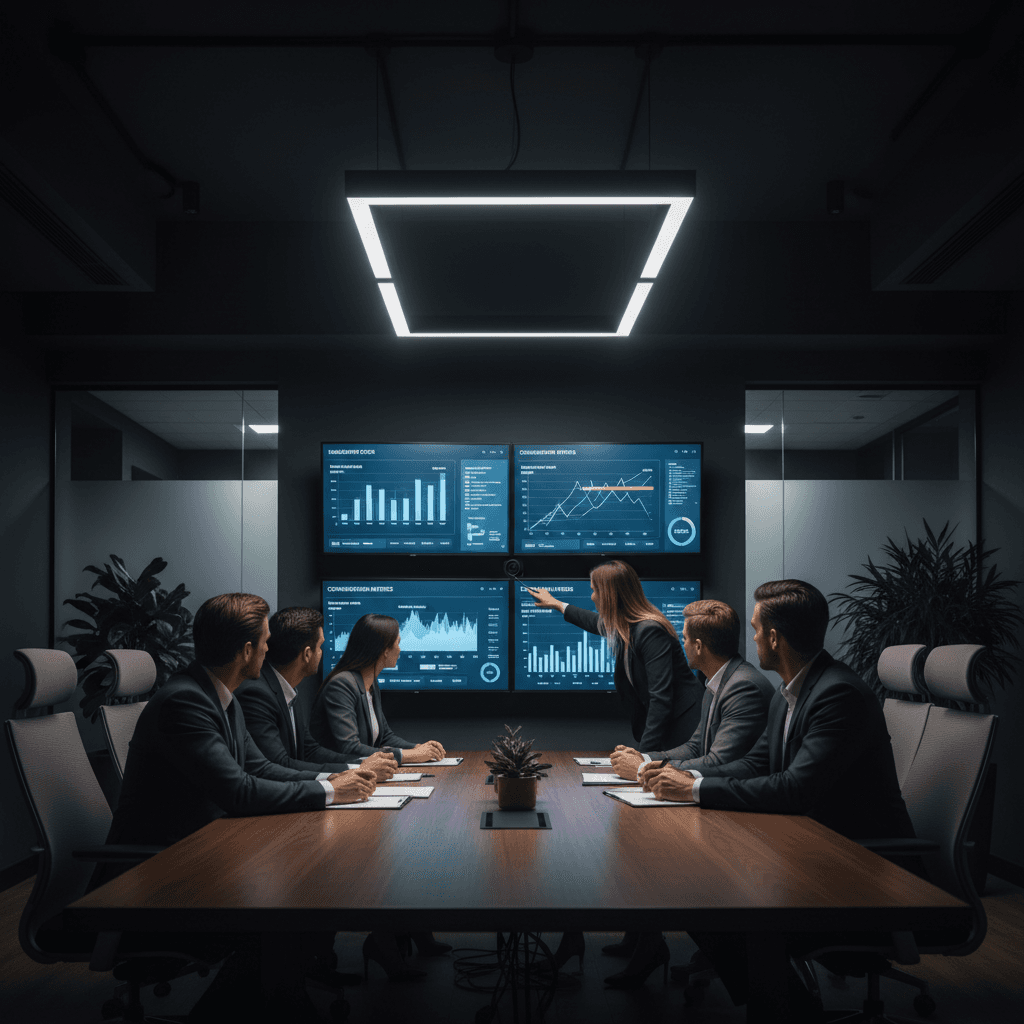 Sales team reviewing conversation intelligence and call analytics together