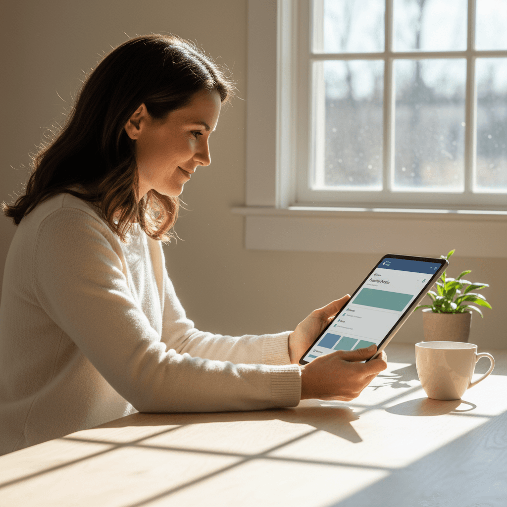 Small business owner checking their Google Business profile