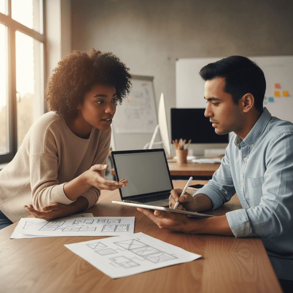 Growth Grid Strategies team in discovery meeting discussing app requirements