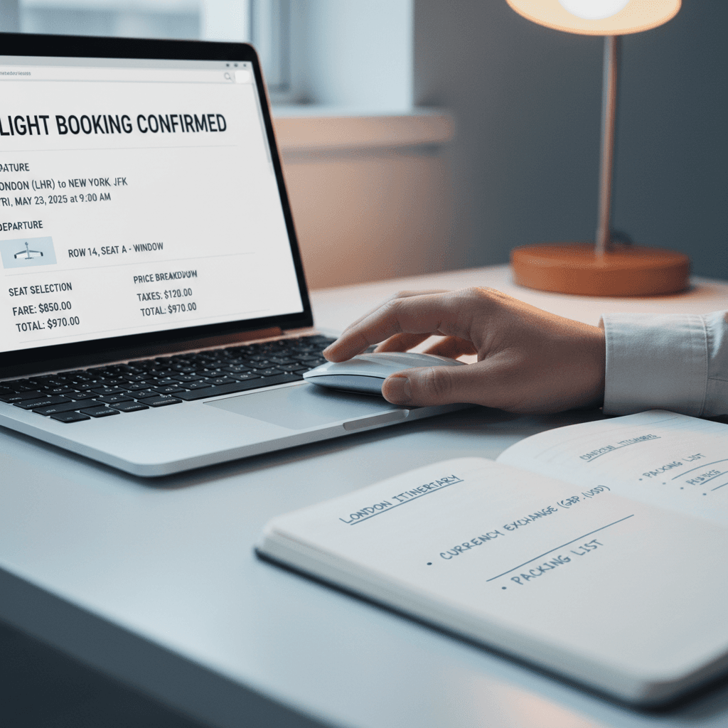 Person completing a transaction or booking service online